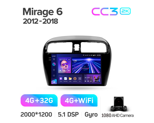 Штатна магнітола Teyes CC3 4+32 Gb Mitsubishi Mirage 6 2012-2018 9