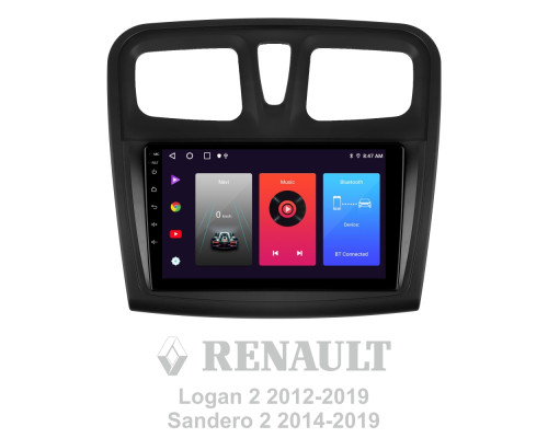 Штатна магнітола SIGMA F9216 ANDROID 10 2+32 Gb Renault Logan 2 2012-2022 Sandero 2 2013-2022 (F1) (A) 9