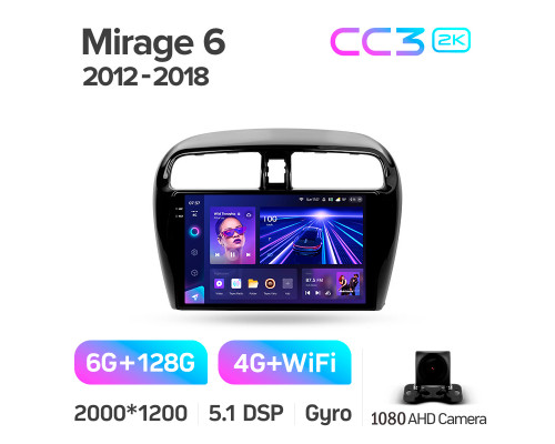 Штатна магнітола Teyes CC3 6+128 Gb Mitsubishi Mirage 6 2012-2018 9