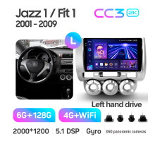 Штатна магнітола Teyes CC3 6+128 Gb з коловим оглядом 360° Honda Jazz 1 GD Fit 1 2001 - 2009 9