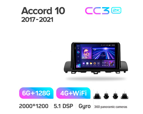 Штатна магнітола Teyes CC3 6+128 Gb з коловим оглядом 360° Honda Accord 10 CV X 2017 - 2021 (B) 9