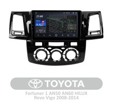 Штатна магнітола AMS T910 6+128 Gb Toyota Fortuner 1 AN50 AN60 HILUX Revo Vigo 2008-2014 9