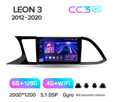 Штатна магнітола Teyes CC3 6+128 Gb з коловим оглядом 360° Seat Leon 3 2012-2020 9