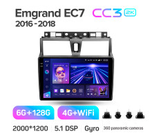 Штатна магнітола Teyes CC3 6+128 Gb з коловим оглядом 360° Geely Emgrand EC7 1 2016-2018 9