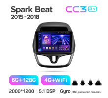 Штатна магнітола Teyes CC3 6+128 Gb з коловим оглядом 360° Chevrolet Spark Beat (F2) 2015-2018 9