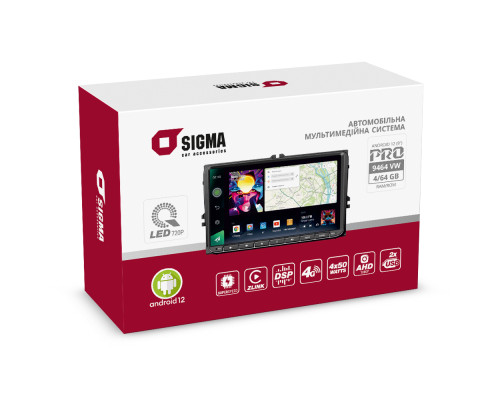 Автомобільна мультимедійна система SIGMA PRO 9464 VW ANDROID 12 4+64 Gb 4G DSP (9