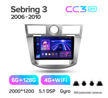 Штатна магнітола Teyes CC3 6+128 Gb з коловим оглядом 360° Chrysler Sebring 3 JS 2006-2010 9