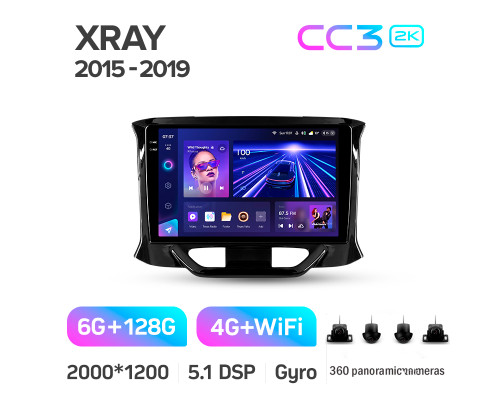 Штатна магнітола Teyes CC3 6+128 Gb з коловим оглядом 360° LADA Xray 2015-2019 9