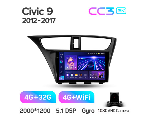 Штатна магнітола Teyes CC3 4+32 Gb Honda Civic 9 FK FB 2012-2017 9