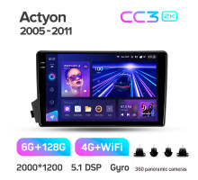 Штатна магнітола Teyes CC3 6+128 Gb з коловим оглядом 360° SsangYong Actyon C100 2005-2011 9