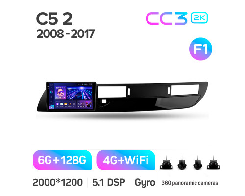 Штатна магнітола Teyes CC3 6+128 Gb з коловим оглядом 360° Citroen C5 2 2008-2017 (F1) 9