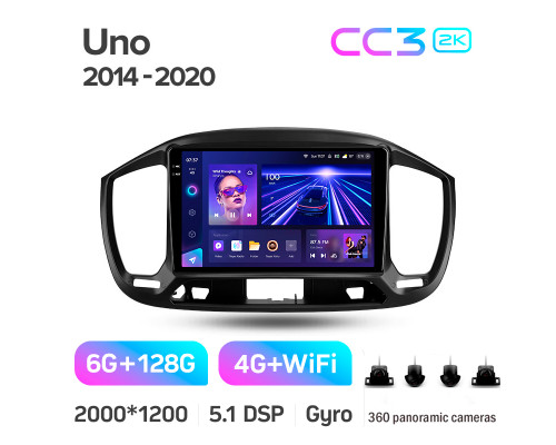 Штатна магнітола Teyes CC3 6+128 Gb з коловим оглядом 360° Fiat Uno 2014-2020 9