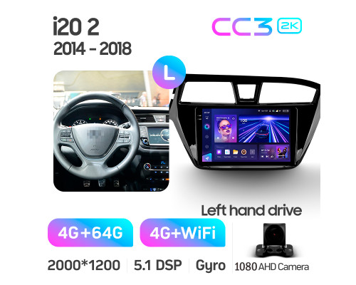 Штатна магнітола Teyes CC3 4+64 Gb Hyundai i20 2 II GB 2014-2018 9