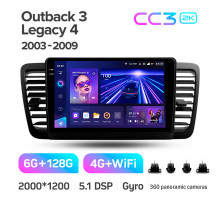 Штатна магнітола Teyes CC3 6+128 Gb з коловим оглядом 360° Subaru Outback 3 Legacy 4 2003-2009 9