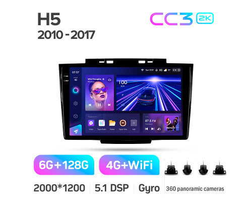 Штатна магнітола Teyes CC3 6+128 Gb з коловим оглядом 360° Great Wall Hover H5 1 2010-2017 9