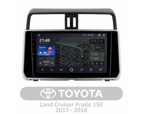 Штатна магнітола AMS T1010 6+128 Gb Toyota Land Cruiser Prado 150 2017-2018 10