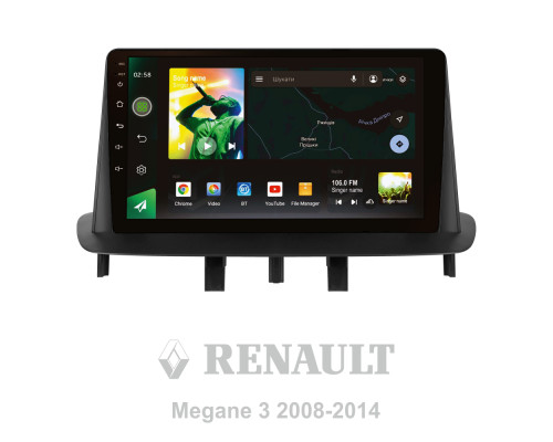 Штатна магнітола SIGMA X9232 ANDROID 10 2+32 Gb 4G DSP Renault Megane 3 2008-2014 (две косы) 9