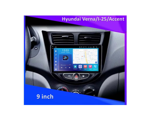 Штатная магнитола FORS.auto FS 6 MAX для Hyundai Verna/I-25/Accent (6+128Gb, 9", black) 2010-2014