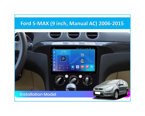 Штатная магнитола FORS.auto FS 1 LITE для Ford S-MAX (1+32Gb, 9", Manual AC) 2006-2015