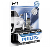 Лампа галогенна Philips H1 Cristal Vision, 4300K, 1шт/блістер 12258CVB1
