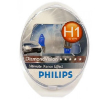 Лампа галогенна Philips H1 Diamond Vision, 5000K, 2шт/блістер 12258DVS2