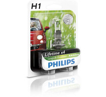 Лампа галогенна Philips H1 LongLife EcoVision, 1шт/блістер 12258LLECOB1