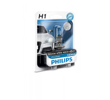 Лампа галогенна Philips H1 WhiteVision +60%, 4300K, 1шт/блістер 12258WHVB1