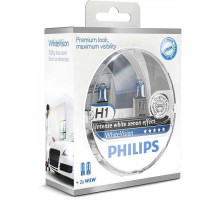 Лампа галогенна Philips H1 WhiteVision +60%, 4300K, 2шт/блістер 12258WHVSM