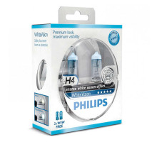 Лампа галогенна Philips H4 WhiteVision +60%, 4300K, 2шт/блістер 12342WHVSM