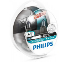 Лампа галогенна Philips H1 X-treme VISION +130%, 3700K, 2шт/блістер 12258XV+S2