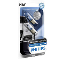 Лампа розжарювання Philips H6W WhiteVision, 2шт/блістер 12036WHVB2