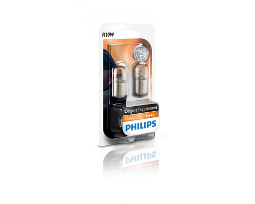 Лампа розжарювання Philips R10W, 2шт/блістер 12814B2