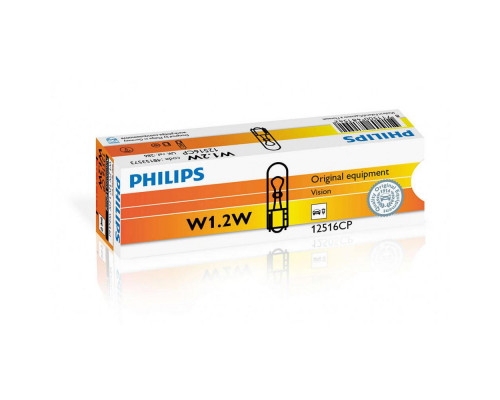 Лампа розжарювання Philips W1,2W, 10шт/картон 12516CP