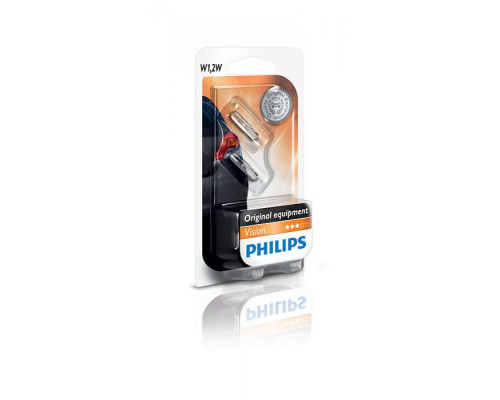 Лампа розжарювання Philips W1,2W, 2шт/блістер 12516B2