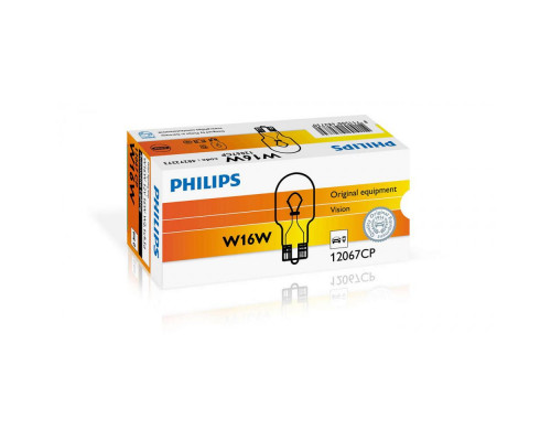 Лампа розжарювання Philips W16W, 10шт/картон 12067CP