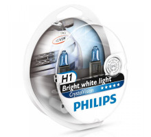 Лампа галогенна Philips H1 Crystal Vision 4300K+W5Wx2 55W 2 шт/блістер 12258CVSM
