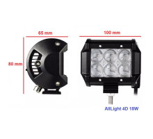 Світлодіодна фара AllLight 4D-18W 6 chip cree spot 9-30V (дальнє світло)
