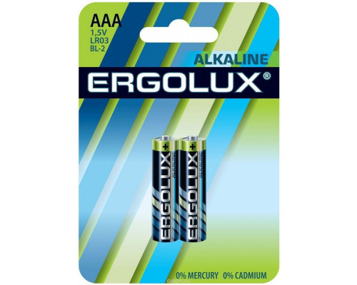 Батарейка ERGOLUX LR03 BL2 1,5V Alkaline (AAA 2 шт)