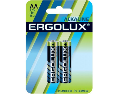 Батарейка ERGOLUX LR06 BL2 1,5V Alkaline (AA 2 шт)