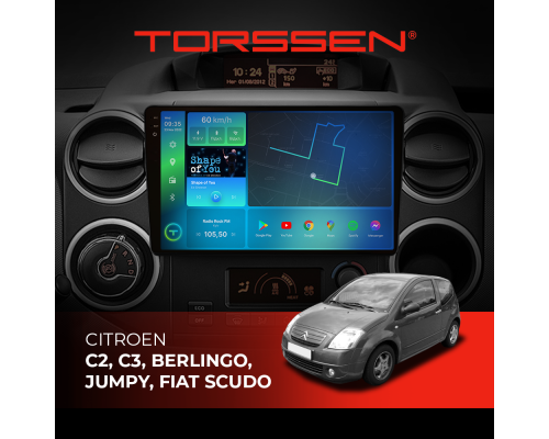 Штатная магнитола Torssen 2K Citroen C2, C3, Berlingo, Jumpy, Fiat Scudo F9464 4G Carplay DSP