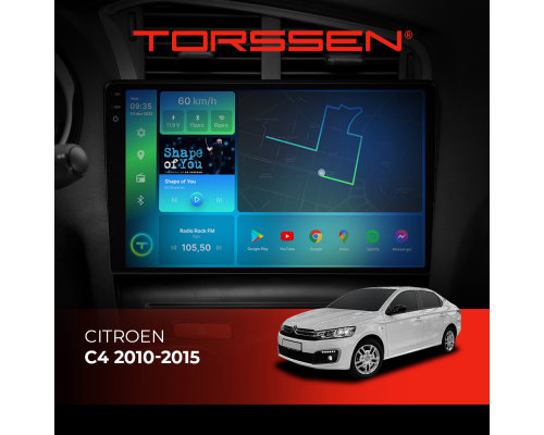 Штатная магнитола Torssen 2K Citroen C4 10-15 FL10 4+64Gb 4G Carplay DSP