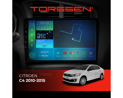 Штатная магнитола Torssen Citroen C4 10-15 NF10 Carplay