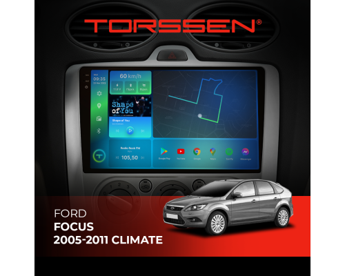 Штатная магнитола Torssen 2K Ford Focus 05-11 climate F9332 4G Carplay DSP