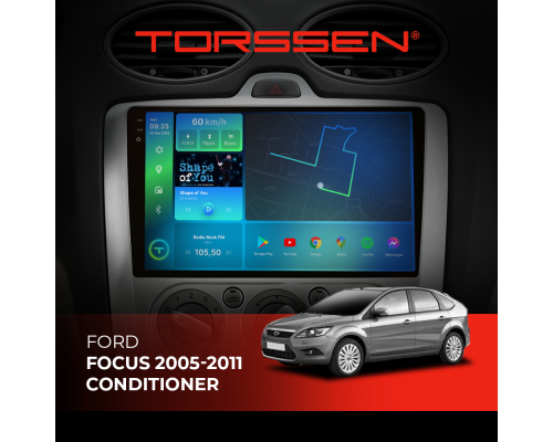 Штатная магнитола Torssen 2K Ford Focus 05-11 conditioner F9332 4G Carplay DSP