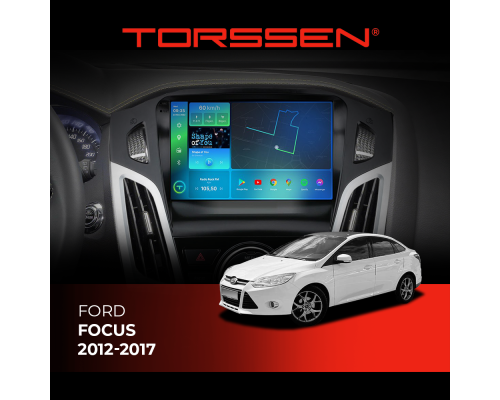 Штатна магнітола 2K Torssen Ford Focus 12-17 чорна/сіра з кнопками FL9 4+64Gb 4G Carplay DSP