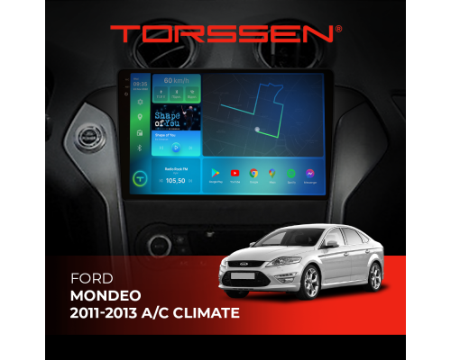 Штатная магнитола Torssen 2K Ford Mondeo 11-13 A/C climate black FL10 4+64Gb 4G Carplay DSP