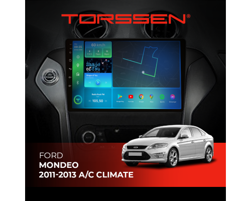 Штатна магнітола Torssen Ford Mondeo 11-13 A/C climate black F96128 4G Carplay DSP