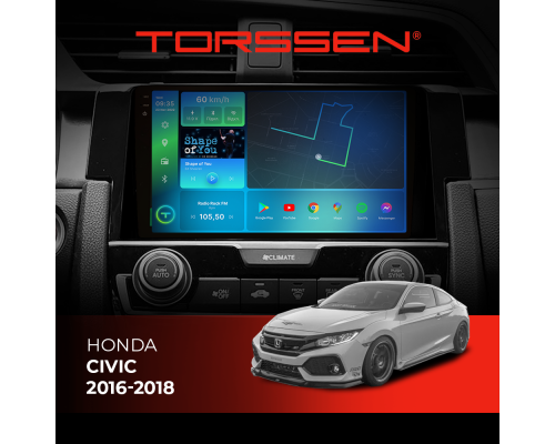 Штатная магнитола Torssen 2K Honda Civic 16-18 FL9 4+64Gb 4G Carplay DSP