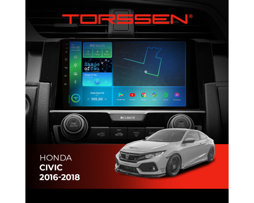 Штатная магнитола Torssen Honda Civic 16-18 F96128 4G Carplay