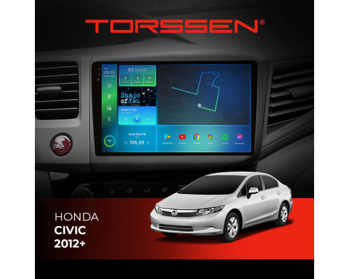 Штатная магнитола Torssen 2K Honda Civic 2012+  FL9 4+64Gb 4G Carplay DSP